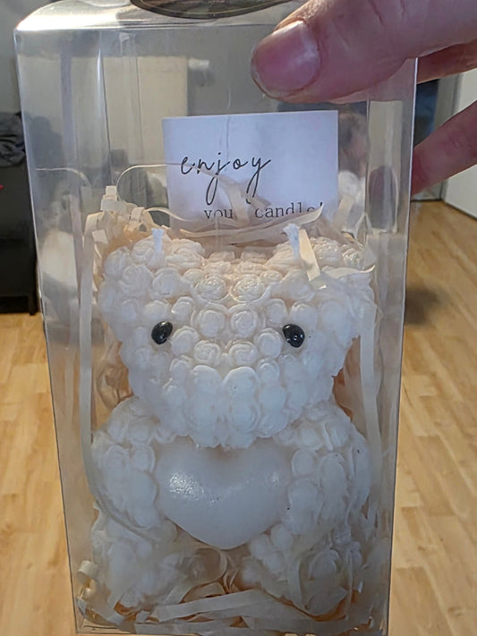Teddyherz Kerze groß – großes, liebevolles Geschenk mit Herz